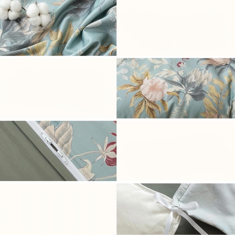NEW Anthro Blue Floral Multicolor Full Queen King Cotton Bedding Duvet Sham Set - Picture 8 of 12